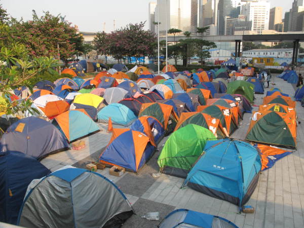 Tent city outside admin. building toward harbour