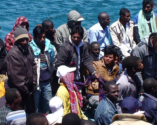 Inmigrantes en Lampedusa