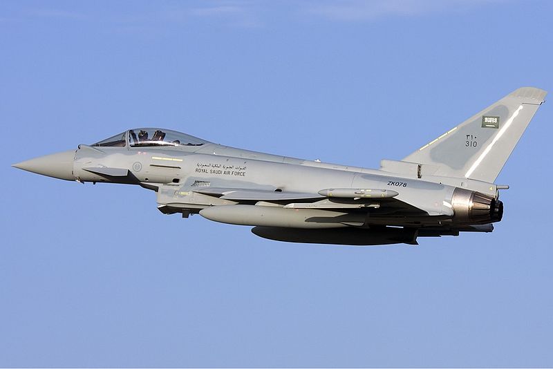 A Royal Saudi Air Force Typhoon fighter near Luqa - Malta International airport