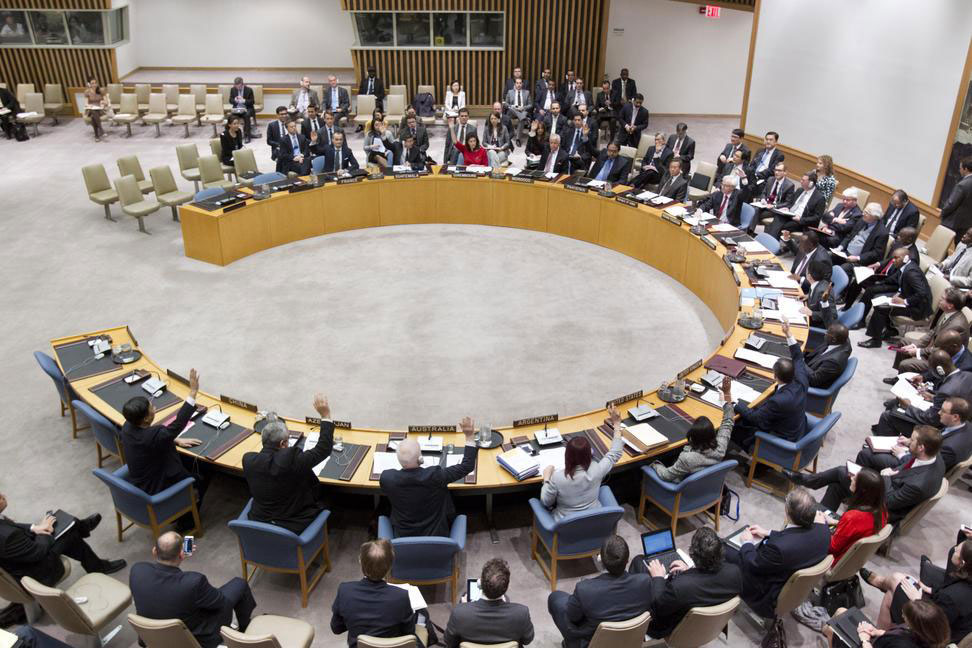 Security Council voting to approve a 12,600-strong UN peacekeeping operation to take over from the African-led mission in Mali on 1 July 2013.