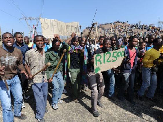 Protesto de mineiros na África do Sul