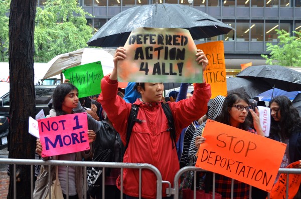 A mock people court in front of US Senator Schumer\u0026#39;s office.