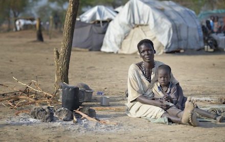 Woman and child in South Sudan camp for internally displaced people