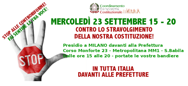 Oggi presidi e volantinaggi in tutta Italia per protestare contro le riforme istituzionali di Renzi