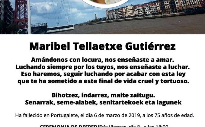 Fallece Maribel SOS Amatxu petición Eutanasia