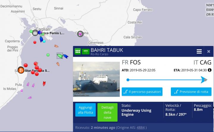 La Bahri Tabuk a Cagliari: sosta imprevista e non dichiarata per caricare bombe?