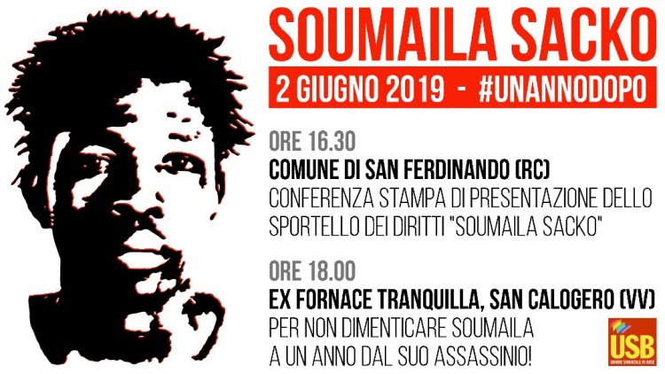 Il 2 giugno 2018 l’omicidio di Soumaila Sacko: le iniziative USB per ricordare il delegato sindacale assassinato