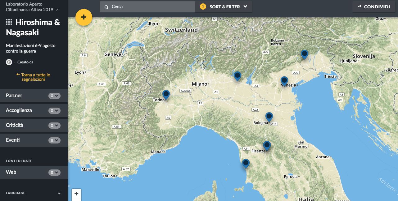 Un mapa para conmemorar Hiroshima y Nagasaki