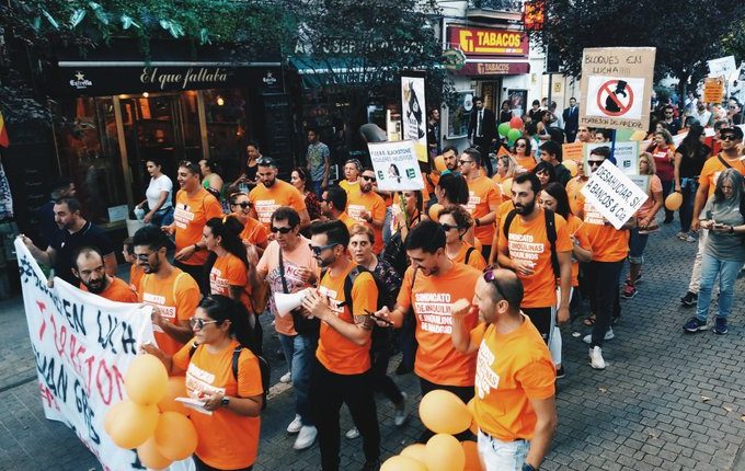 Bloques en lucha durante la manifestación del pasado 5 de octubre