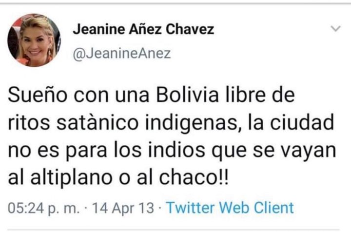 Jeanine Añez profilo Twitter
