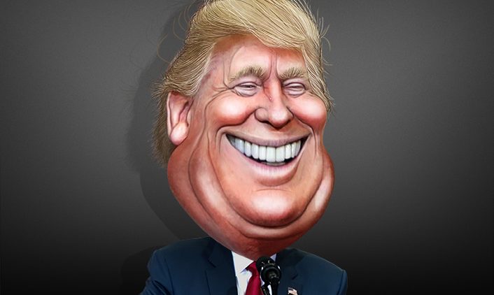caricature of Donald Trump
