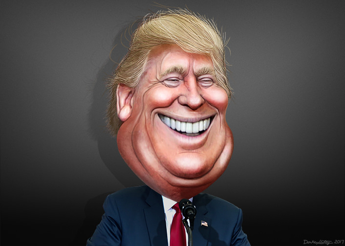 caricature of Donald Trump