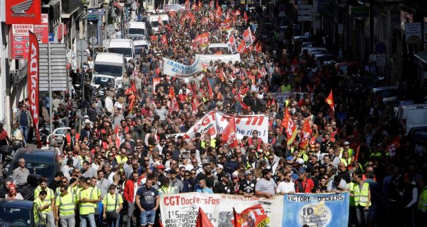 Thousands of workers march in France