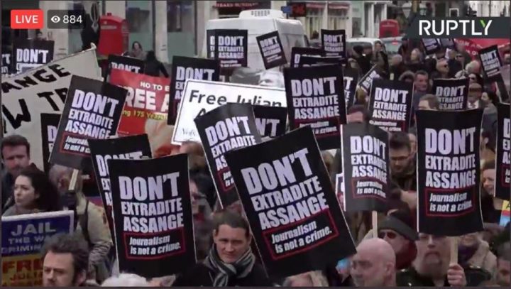 Julian Assange extradition hearing begins 24/2. Yesterday’s London demo