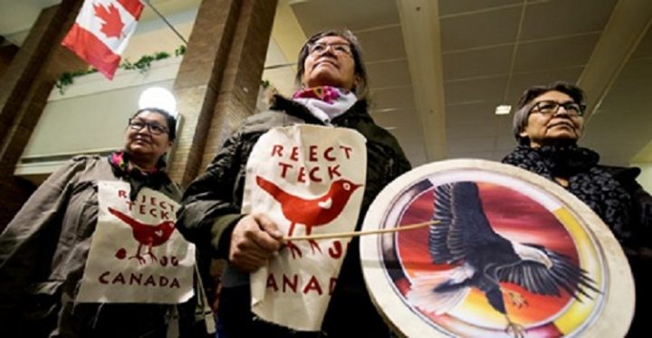 Edmonton, Kanada: Protest gegen das Projekt "Oil Teck Frontier"