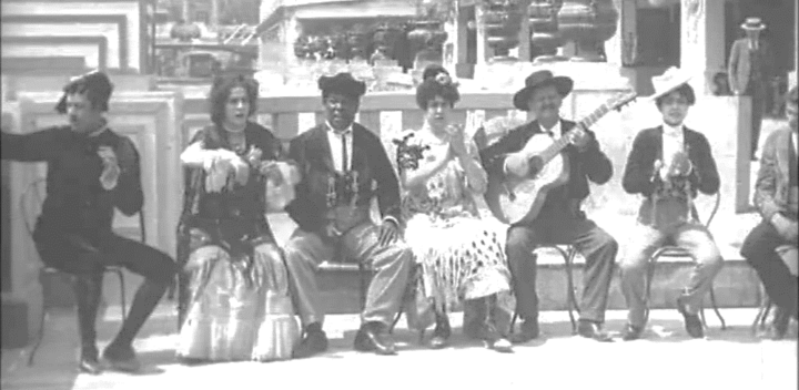 El negro Meric. Fotograma de la película Danse espagnole de La Feria Sevillanos. Hermanos Lumiêre. 1900