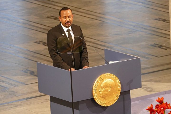 Ethiopian Prime Minister Abiy Ahmed receiving the Nobel Peace Prize in Oslo 2019