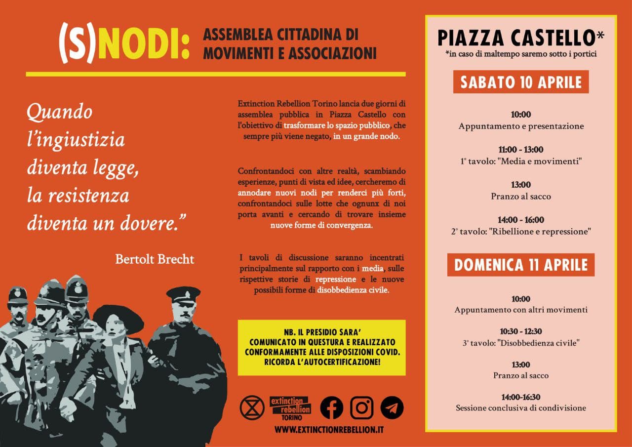 Extinction Rebellion: in piazza a Torino sabato e domenica