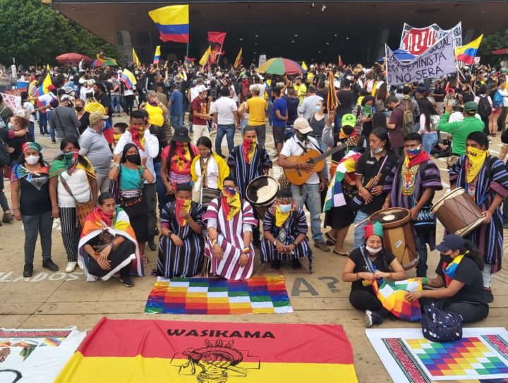 La Minga indígena en el Parque de la Resistencia de Medellín