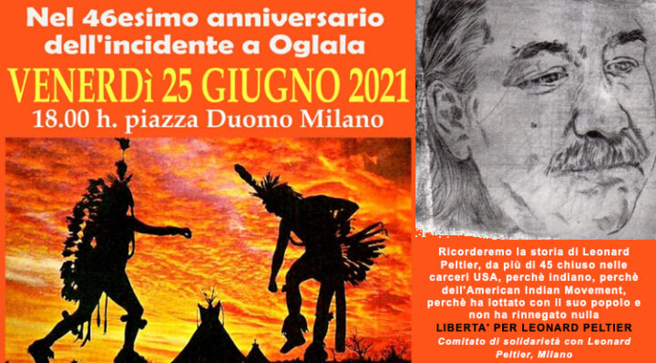 Milano, piazza Duomo: libertà per Leonard Peltier