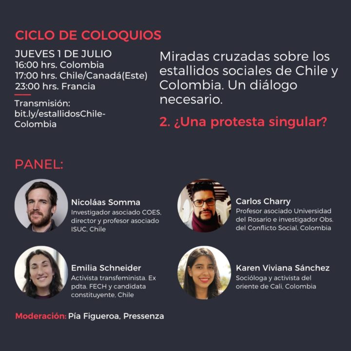 MIradas cruzadas: los estallidos sociales de Chile y Colombia, un dialogo necesario