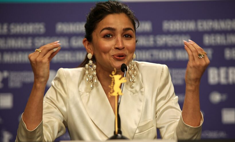 Alia Bhatt lors d'une conférence de presse, à Berlin, 2022