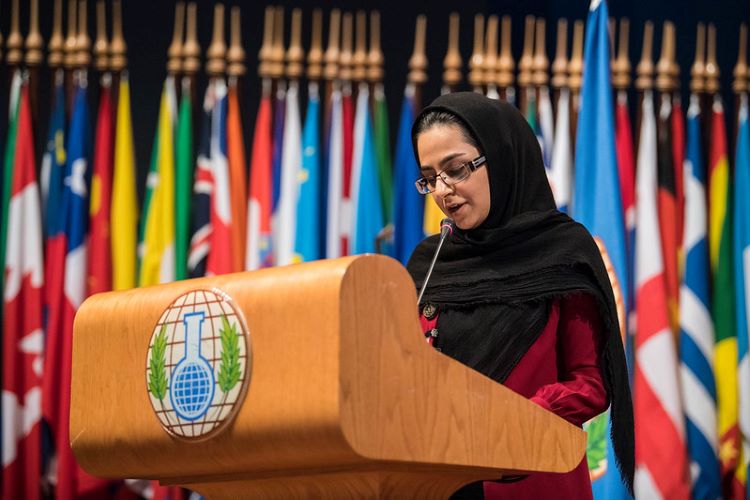 Homeyra Karimivahed, Organization for Defending Sardasht Victims of Chemical Weapons (ODVCW) (Iran), at the 22nd Session of the Conference of States Parties to the Chemical Weapons Convention.