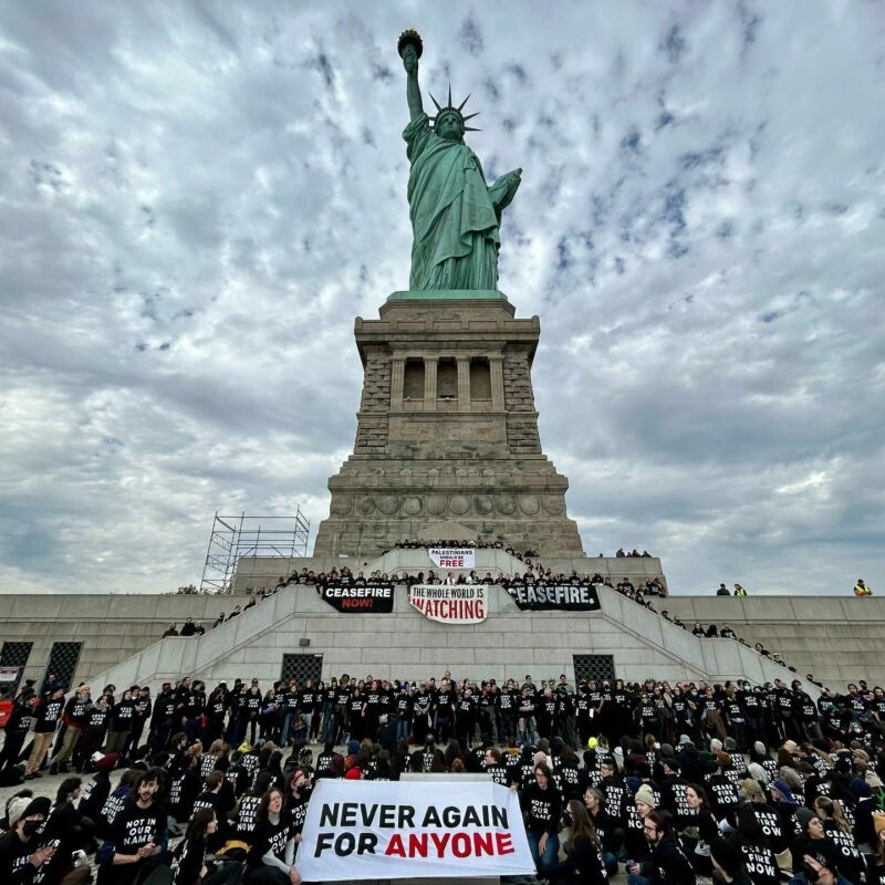 Sit-in für Waffenstillstand in Gaza an der Freiheitsstatue