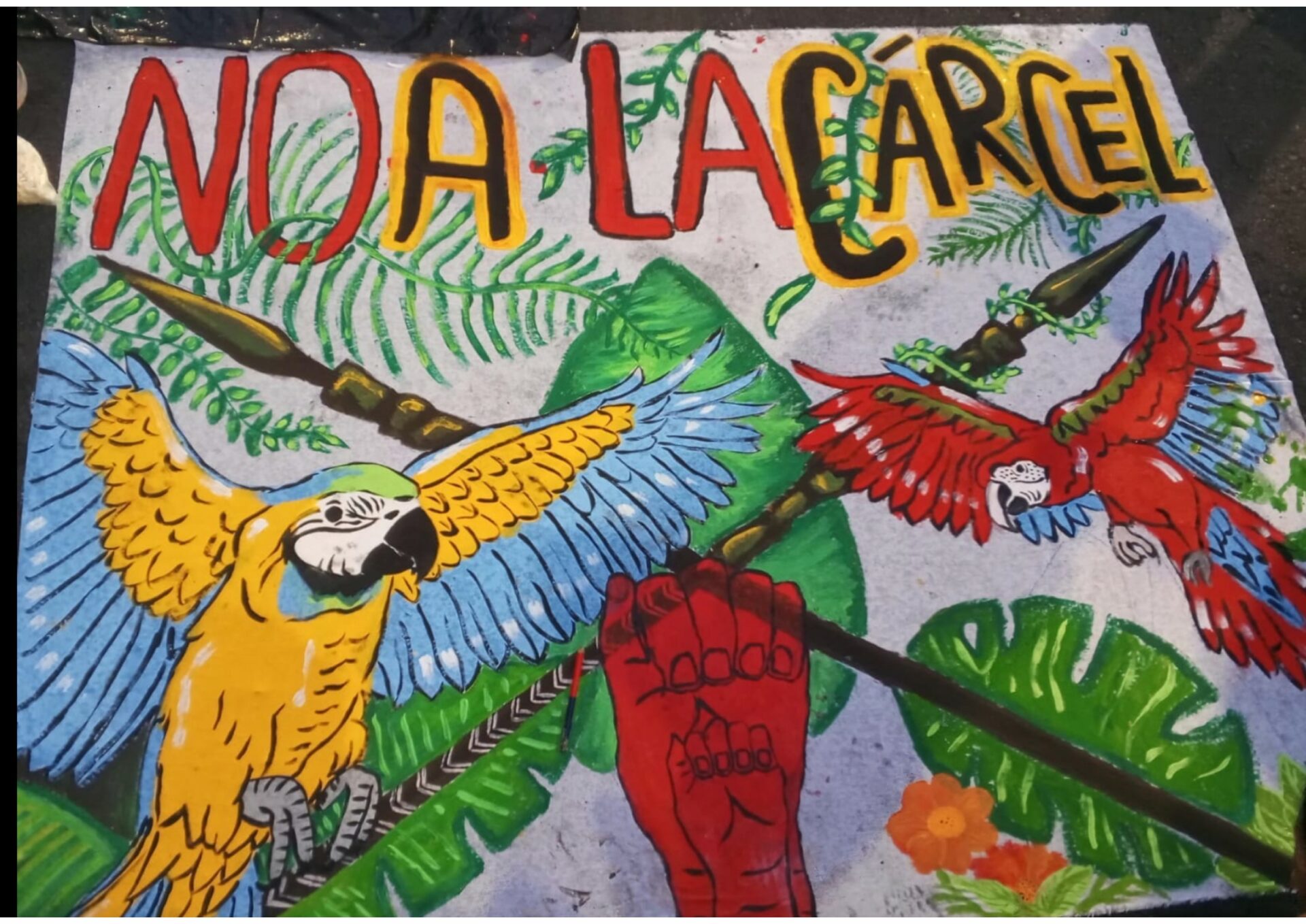 Mural descriptivo del impacto ecológico del proyecto de la mega cárcel en Archidona.