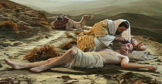 dipinto raffigurante la parabola del Buon Samaritano
