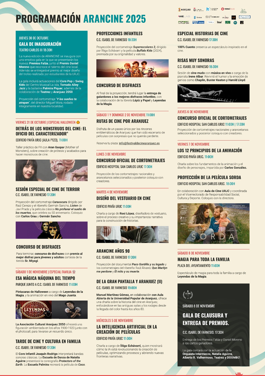 Programación de Arancine, Festival de Cine de Aranjuez