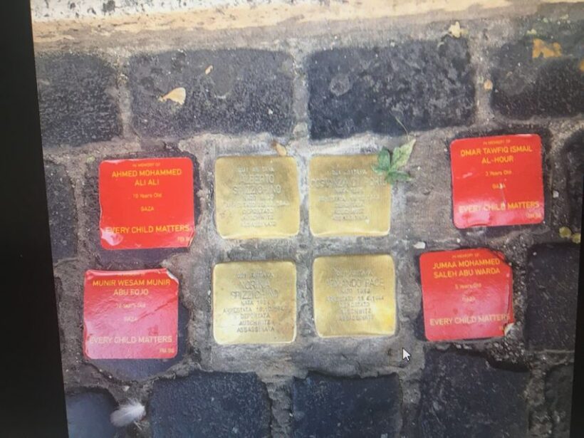 pietre d'inciampo con aggiunta di morti palestinesi