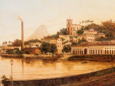 Obra 139 NICOLAU ANTÔNIO FACCHINETTI (1824-1900) Enseada da Glória, 1898 óleo tela 19,0 x 44,0 cm_CréditoJaime Acioli