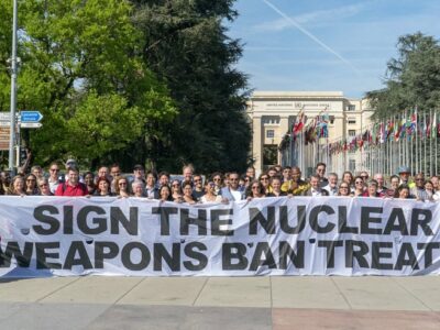 Photo from the ICAN website for the campaign for the Nuclear Weapons Ban Treaty.