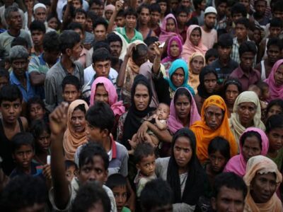 The Rohingya from Myanmar crowd into refugee camps in Bangladesh