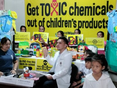 TEST AND LABEL SCHOOL SUPPLIES:  The EcoWaste Coalition calls for the mandatory testing and labeling of school supplies after finding products in the market that are poorly labeled and laced with hazardous chemicals.