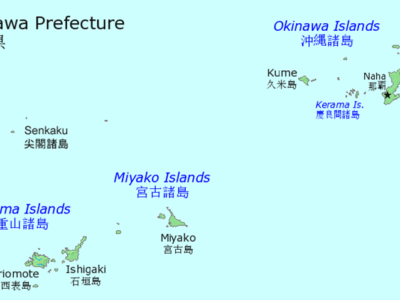 Map of Okinawa Prefecture with the location of Okinawa Island