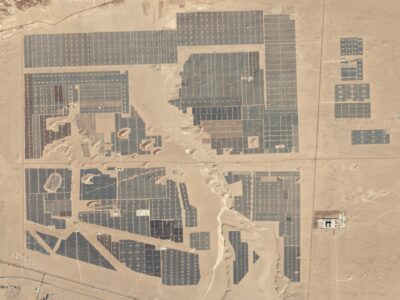 Chinese Solar Farm Growth Golmud, China January 30, 2017. Author: Planet Labs, Inc. Wikimedia Commons.