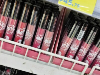 Meiya lipgloss products on sale in a retail store in Malabon City.