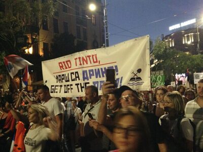 Protest gegen Lithiumabbau in Belgrad 10.08.2024 (Foto: Emilija Knezevic, Creative Commons 4.0)