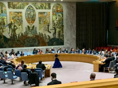 The United Nations Security Council’s first open meeting on Myanmar since 2019, New York, April 4, 2024.