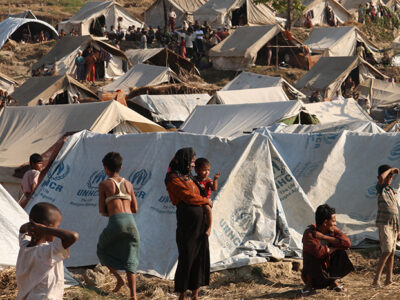 Refugee camp for displaced Rohingya people