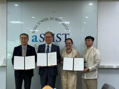 From L to R: Geneva SDG School of Management Rector Dr. Yongjoo Stephen Choi, Korea’s aSSIST University President Dr. Hwy-Chang Moon, BCU Dean of the Graduate School and Internationalization Representative Dr. Genevieve Balance Kupang, and BCU Marketing Officer Mr. Karl Matthieu Rillera proudly displayed the signed MOU, marking a milestone in international collaboration.