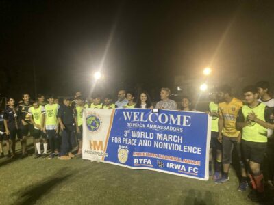 The World March Base Team with the young football teams in Bahria town, Lahore.