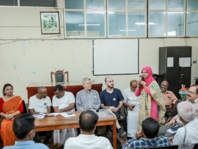 Empfang des Weltmarsches durch die Stadtregierung von Kannur in Indien