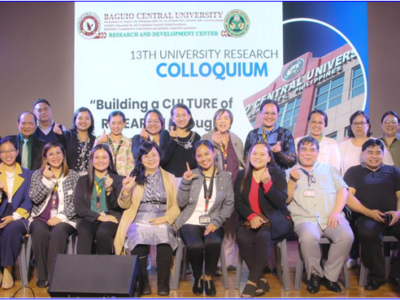 The Graduate School research presenters Dr. Leon Avilardo, Dr. Josephine Aguirre (not in the picture), Dr. Lourdes Bela-o, Dr. Edna Culbongan, VPAA Dr. Elma D. Donaal, Dean Genevieve Kupang, VPA Dr. Perfecto Lopez, Dr. Lilian Pagulongan (not in the picture), HRD Jamaica Luisa D. Simon, Dr. Lourdes Trajano (not in the picture), along with the Panel of Examiners, Researchers, Deans, College Research Coordinators, Graduate School Faculty, and Research Director Dr. Michael Sebullen.