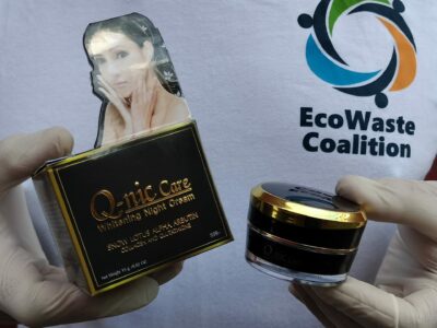 The EcoWaste Coalition continues to find mercury-added cosmetics in the marketplace like this unauthorized skin whitening cream from Thailand.