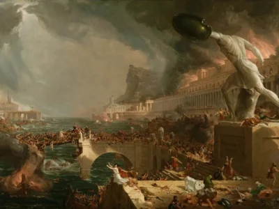 “The Course of Empire: Destruction,” painted by Thomas Cole in 1836.