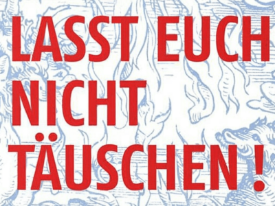 Ausschnitt Buchcover "Lasst Euch nicht täuschen" von Sven Hartberger (Verlag Sonderzahl)