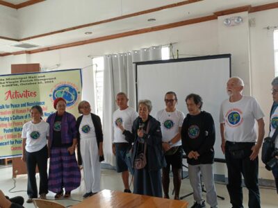 3rd World March Base Team Representative, Wilfredo Alsen, with humanist supporters in Sagada City.